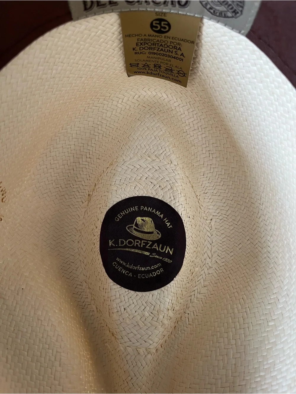R. Dorfzaun Republica del Cacao Straw Fedora Hat Size 55
